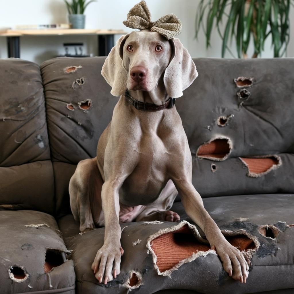 Does Renters Insurance Cover Pet Damage to Carpet or Other Property Dog sitting on a damaged sofa