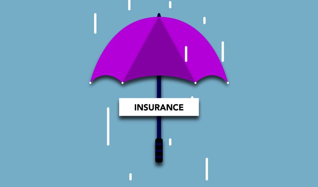 Renters Insurance Deductible Explained: How It Works Illustration of a purple umbrella labeled Insurance